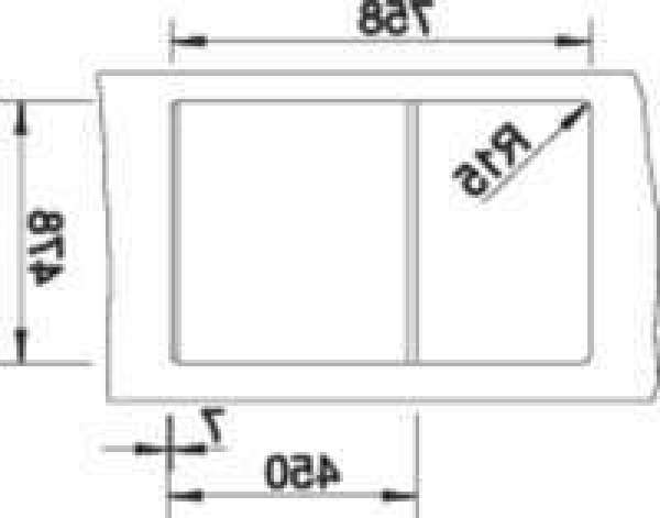 BLANCO 514489 IDESSA 45 S, Keramik, vanilla, ohne Ablauffernbedienung, Becken links, 450 mm Untermaß